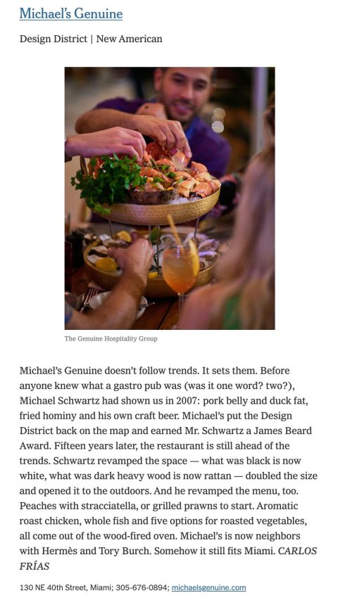 Michael's Genuine Food & Drink, Miami